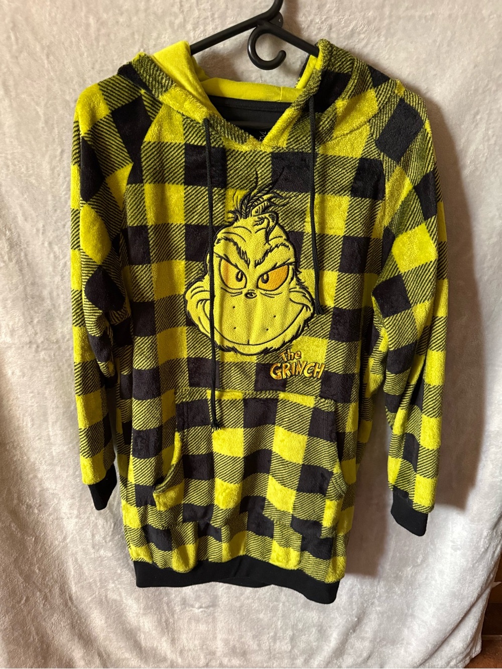 The Grinch green & Black Plaid Hooded Lounge Tunic - Cozy Women's Sleepwear